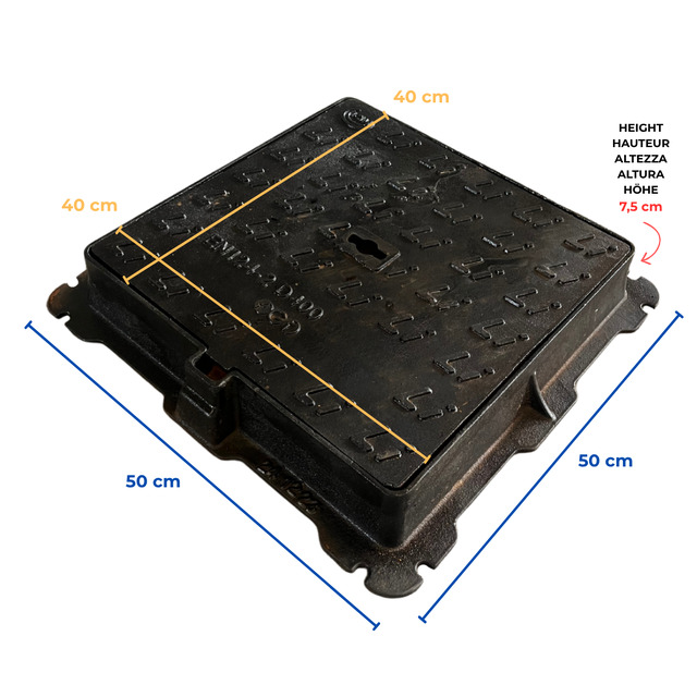 Cast Iron Manhole Cover D400, Manhole Cover With Frame Certified Uni En124-1/2