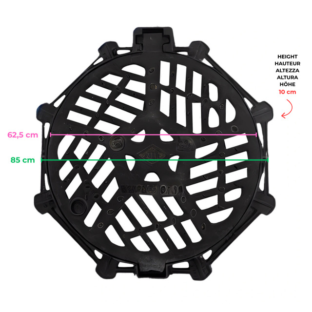 Cast Iron Grid D400, Concave Square Drainage Grid With Frame, Equipped With A Safety System With Pressure Closure