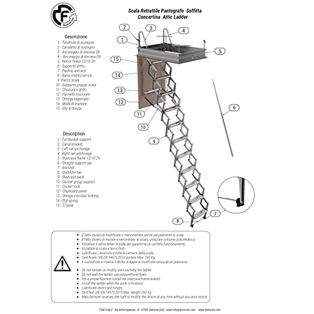 Scala Retrattile a pantografo h 276-300