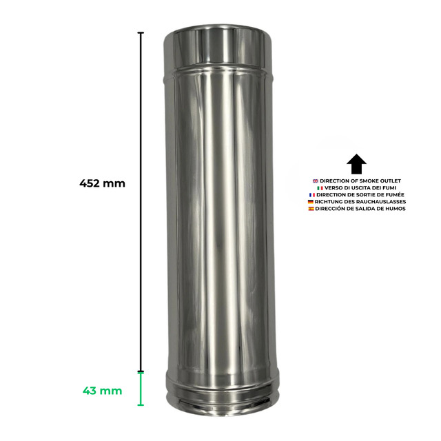 Double Wall Pipe Stainless Steel AISI 316, Chimney With Rock Wool Insulation