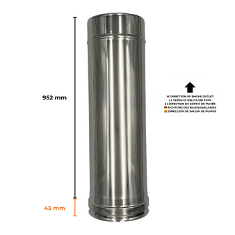 Double Wall Pipe Stainless Steel AISI 316, Chimney With Rock Wool Insulation