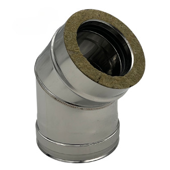 Double Wall Elbow Stainless Steel AISI 316, Chimney With Rock Wool Insulation