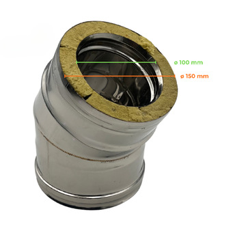 Double Wall Elbow Stainless Steel AISI 316, Chimney With Rock Wool Insulation