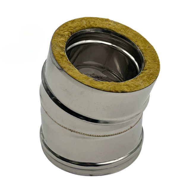 Double Wall Elbow Stainless Steel AISI 316, Chimney With Rock Wool Insulation