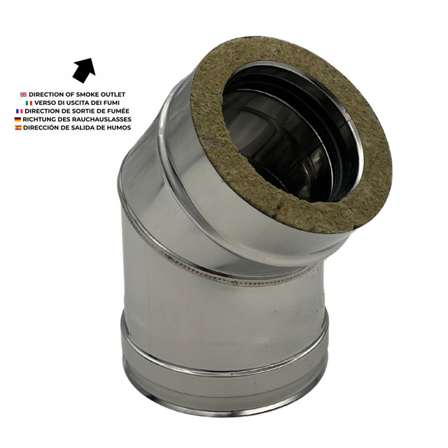 Double Wall Elbow Stainless Steel AISI 316, Chimney With Rock Wool Insulation