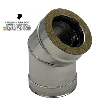 Double Wall Elbow Stainless Steel AISI 316, Chimney With Rock Wool Insulation