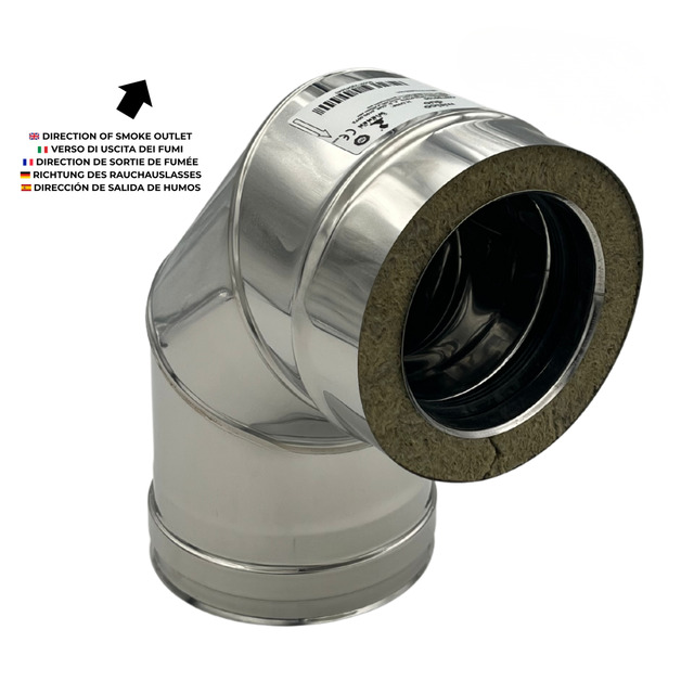 Double Wall Elbow Stainless Steel AISI 316, Chimney With Rock Wool Insulation