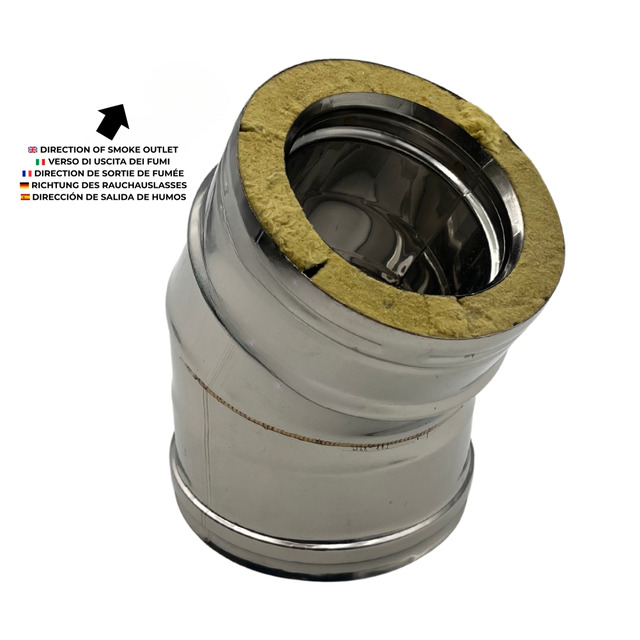 Double Wall Elbow Stainless Steel AISI 316, Chimney With Rock Wool Insulation