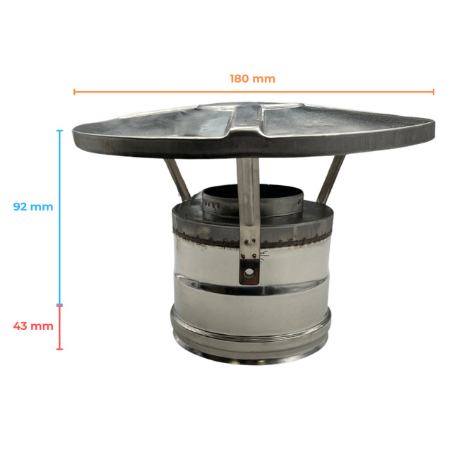 Chinese Chimney Cap Double Wall Stainless Steel AISI 316 , Chimney With Rock Wool Insulation
