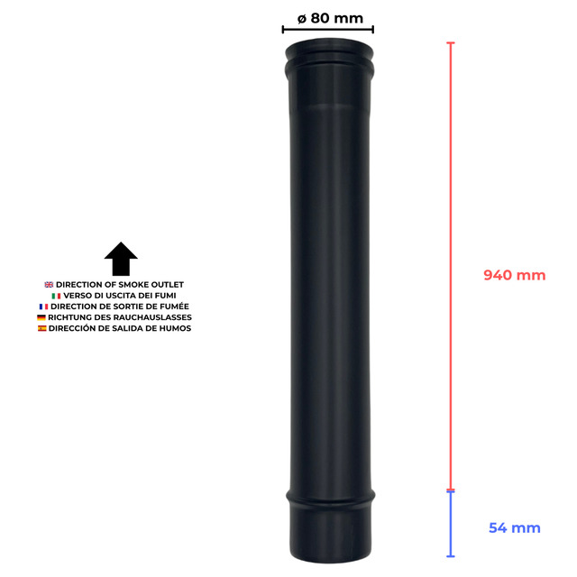 LANZZAS Fire Tubo Prolunga Per Stufa – 1000 Mm, Diametro 200 Mm, Acciaio 2 Mm, Vernice Grigio Ghisa Resistente Al Calore (500°C)